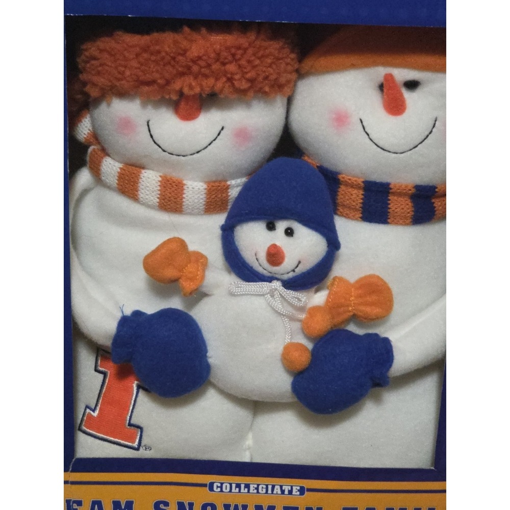 Illinois Fighting Illini Snowmen Family Plush Connected Licensed 14" - Picture 3 of 3